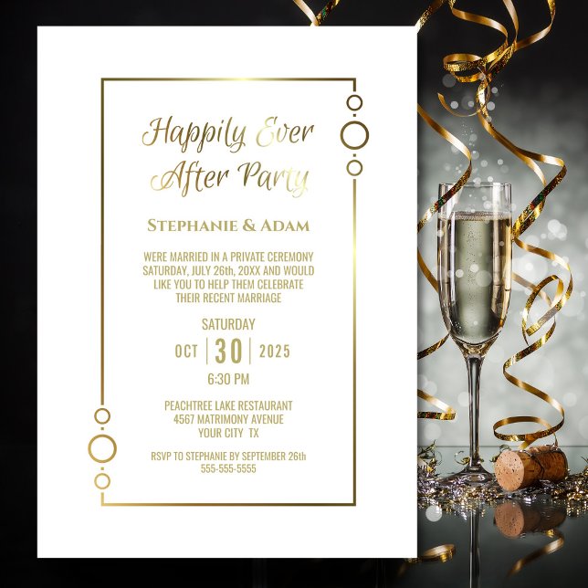 Convites Recepção de Casamento Feliz para Sempre Dourado Br (Criador carregado)