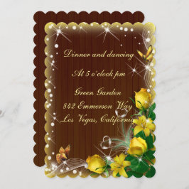 Convites Recepção de Casamento Floral Amarelo com Madeira E
