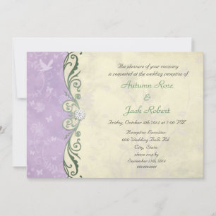 Convites Recepção de Casamento Floral Amarelo Lavanda