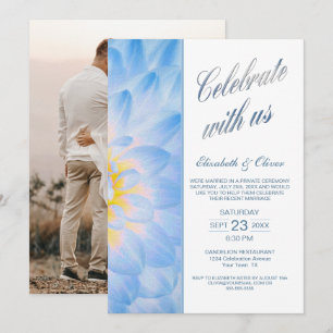 Convites Recepção de Casamento Floral Azul Moderna