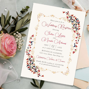 Convites Recepção de Casamento Floral Botânico de Luxo Pais