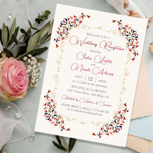 Convites Recepção de Casamento Floral Botânico de Luxo Pais