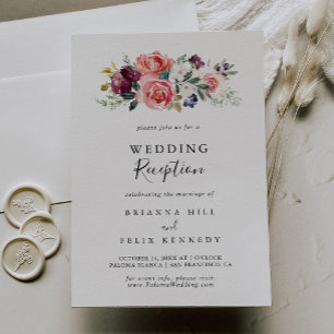 Convites Recepção de Casamento Floral Colorido de Verão Tro