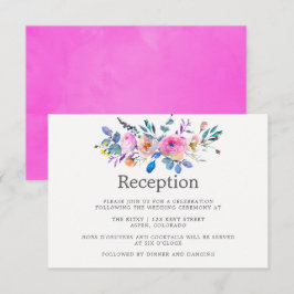 Convites Recepção de Casamento Floral com Aquarela Rosa-Int