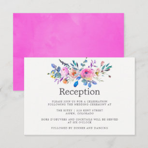 Convites Recepção de Casamento Floral com Aquarela Rosa-Int