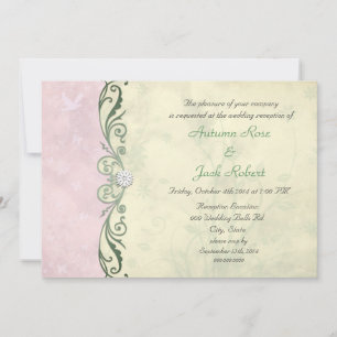 Convites Recepção de Casamento Floral de Primavera Rosa e A