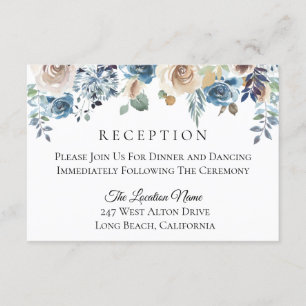 Convites Recepção de casamento Floral do Creme Azul