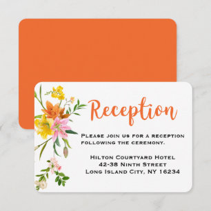 Convites Recepção de Casamento Floral Laranja Flores de Lír
