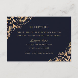 Convites Recepção de Casamento Floral Naval Dourado Vintage