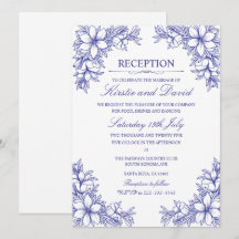 Recepção de casamento Floral Ornamentado Azul