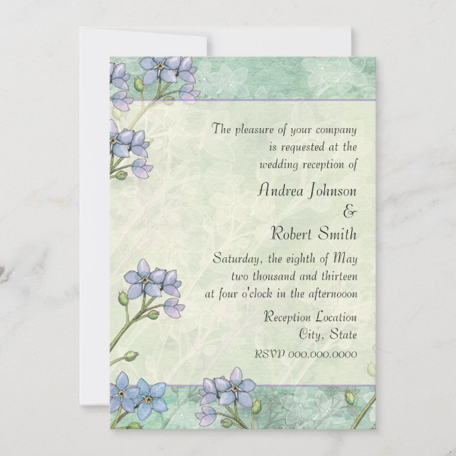 Convites Recepção de Casamento Floral Primavera Não Me Esqu (Frente)