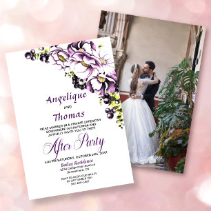 Convites Recepção de casamento Floral Púrpura de Fotografia