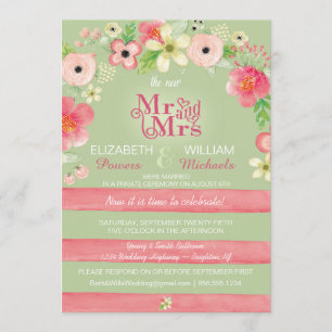 Convites Recepção de casamento Floral Romântica Apenas Conv