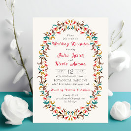 Convites Recepção de casamento Floral Romântica Moderna