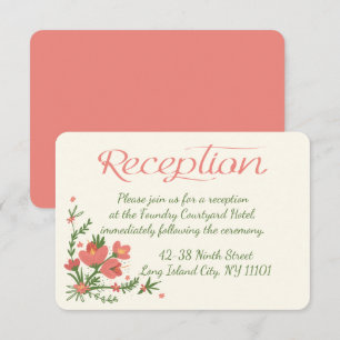 Convites Recepção de Casamento Floral Rosa Coral & Flor Ver