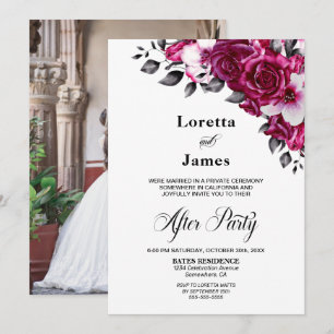 Convites Recepção de casamento Floral Rosa Elegante