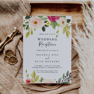Convites Recepção de Casamento Floral Rosa Verde