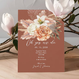 Convites Recepção de Casamento Floral Rústico de Outono