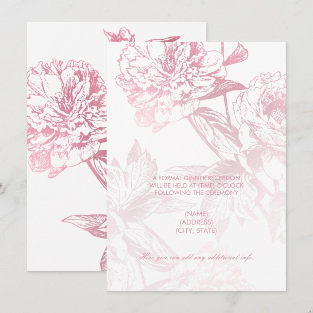 Convites Recepção de Casamento Floral Simples em Rose Gold  (Frente/Verso)