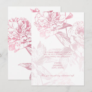 Convites Recepção de Casamento Floral Simples em Rose Gold 
