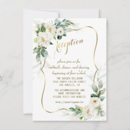 Convites Recepção de Casamento Flores de Marfim Branco Eleg