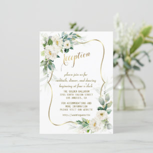 Convites Recepção de Casamento Flores de Marfim Branco Eleg
