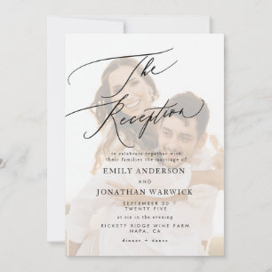 Convites Recepção de Casamento Fotografia Caligrafia Preto