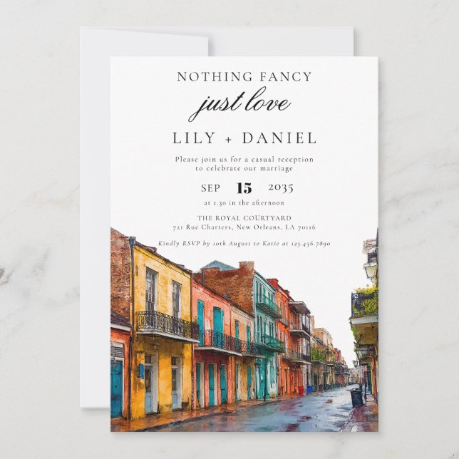 Convites Recepção de Casamento Fuga de New Orleans (Frente)
