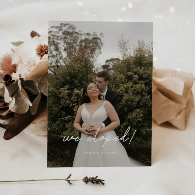 Convites Recepção de Casamento 'Fugimos' Foto Moderna (Criador carregado)