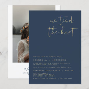 Convites Recepção de Casamento Furtivo Edgy Navy Gold CAITL