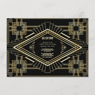 Convites Recepção de casamento Gatsby do Excelente Preto Gl