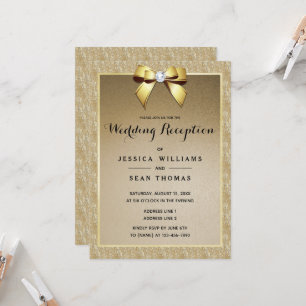 Convites Recepção de casamento Gem Dourada e Na moda