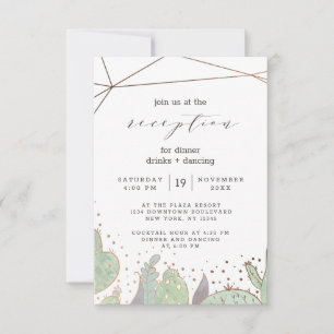 Convites Recepção de Casamento Geométrica com Cactus e Sucu