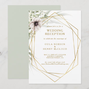 Convites Recepção de Casamento Geométrica Dourada de Eucali