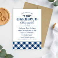 Recepção de Casamento Gingham Azul Marinho Eu Acei