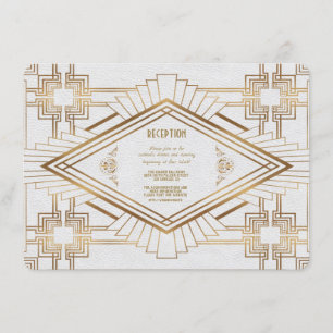 Convites Recepção de Casamento Glam Glamour Dourado Branco 