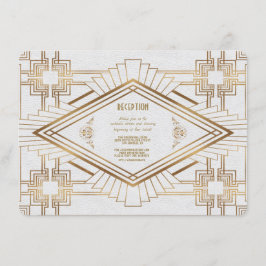 Convites Recepção de Casamento Glam Gold White Great Gatsby