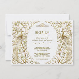 Convites Recepção de Casamento Glam White Gold Art Deco Pav