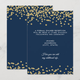 Convites Recepção de Casamento Glitter Falso Dourado Confet