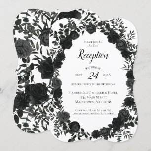 Convites Recepção de casamento Gótica Rosa preto branco