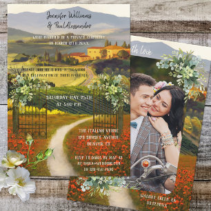 Convites Recepção de Casamento Italiano Romântico Foto Pers