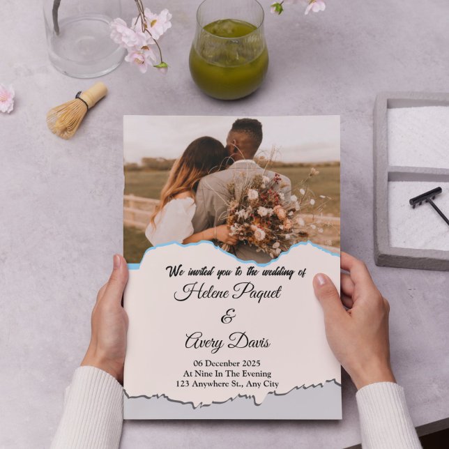 Convites Recepção de casamento Mínima Castanho Suave (Criador carregado)