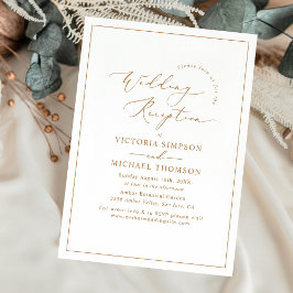 Convites Recepção de casamento Mínima de Script Dourado Chi