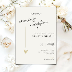 Convites Recepção de Casamento Minimalista à Noite Dourado 