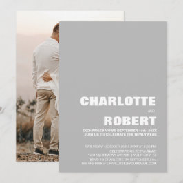 Convites Recepção de Casamento Minimalista Cinza Moderna