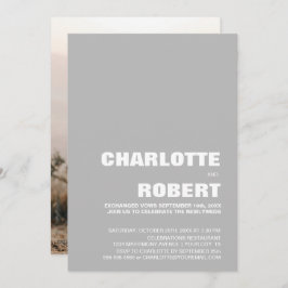 Convites Recepção de Casamento Minimalista Cinza Moderno