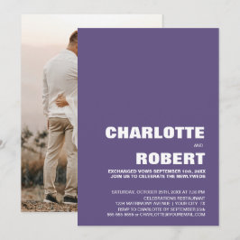 Convites Recepção de Casamento Minimalista Moderno Roxo