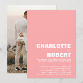 Convites Recepção de Casamento Minimalista Rosa Moderna