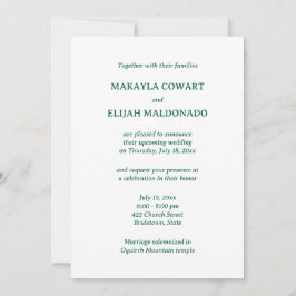Convites Recepção de casamento Minimalista Verde Espanhol-I