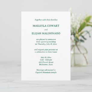 Convites Recepção de Casamento Minimalista Verde Espanhol-I
